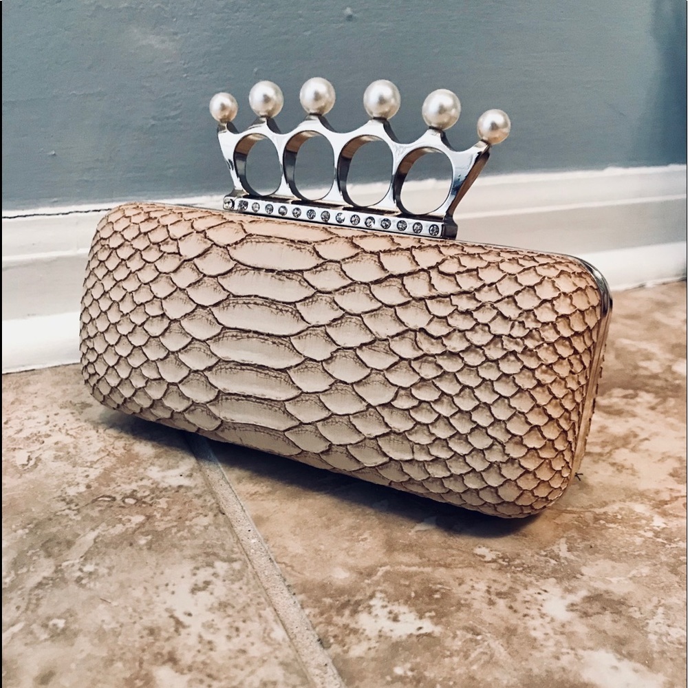 Faux Snake Skin Clutch